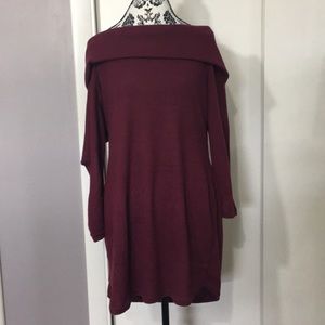 NWT Rue+ Maroon Off The Shoulders Sweater Dress